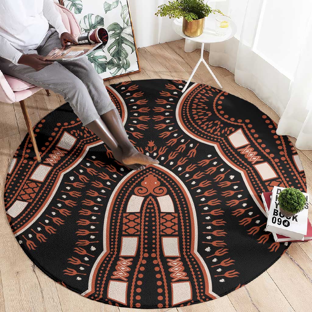 African Dashiki Round Carpet Afro Vintage Pattern LT01