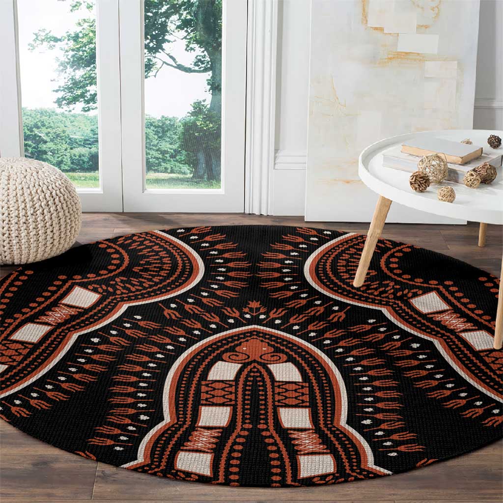 African Dashiki Round Carpet Afro Vintage Pattern LT01