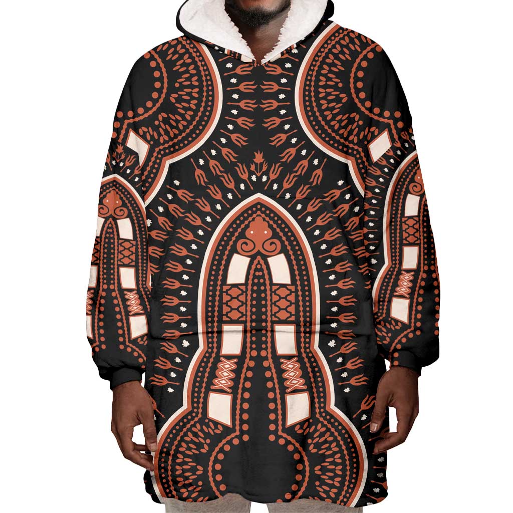 African Dashiki Wearable Blanket Hoodie Afro Vintage Pattern LT01