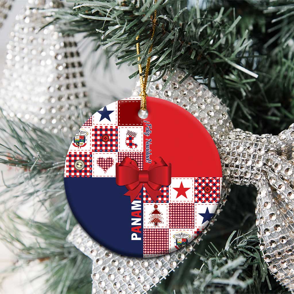 Panama Christmas Feliz Navidad Ceramic Ornament Coquette Bow Style LT01
