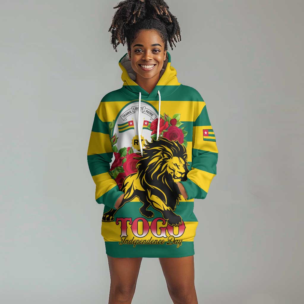 Togo Independence Day Hoodie Dress Lion With Rosa Flag Style LT01