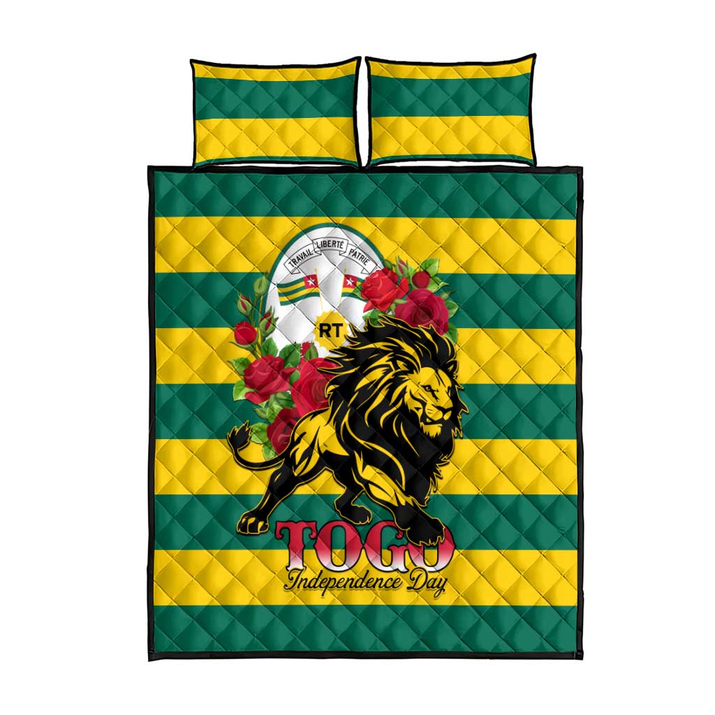 Togo Independence Day Quilt Bed Set Lion With Rosa Flag Style LT01