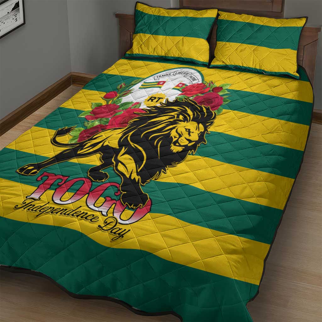 Togo Independence Day Quilt Bed Set Lion With Rosa Flag Style LT01