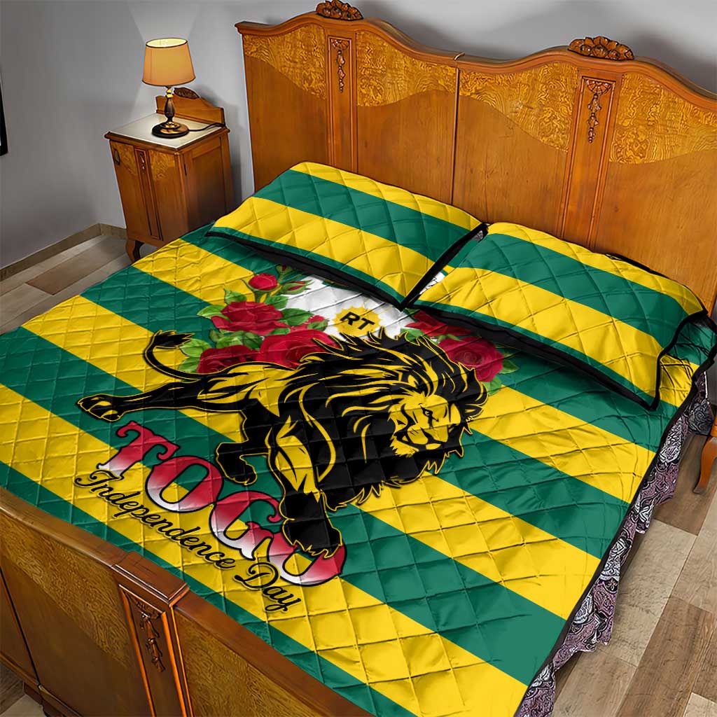 Togo Independence Day Quilt Bed Set Lion With Rosa Flag Style LT01