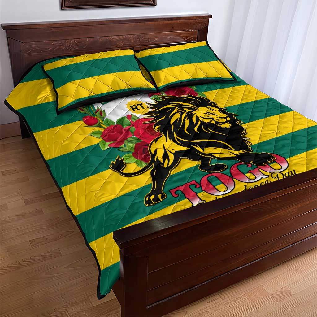 Togo Independence Day Quilt Bed Set Lion With Rosa Flag Style LT01