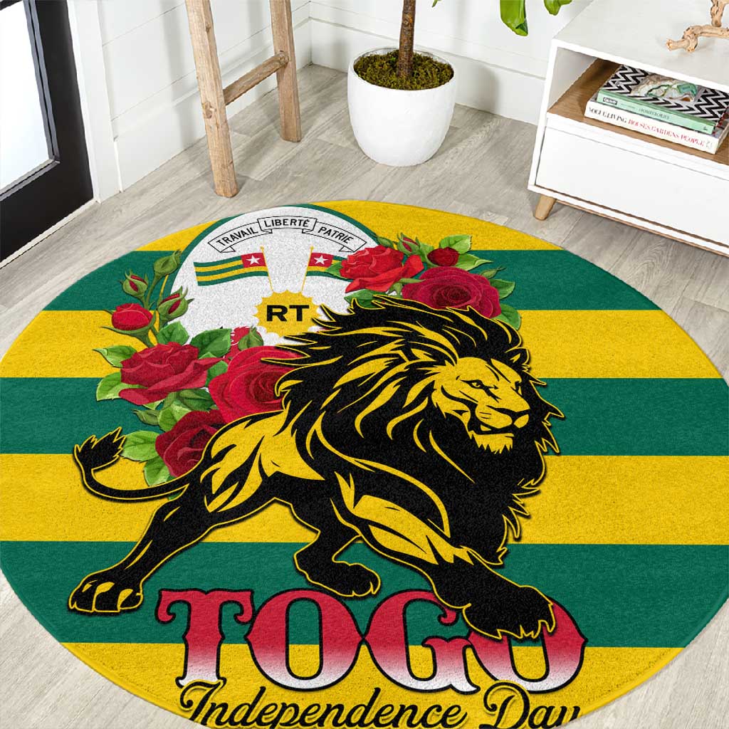 Togo Independence Day Round Carpet Lion With Rosa Flag Style LT01