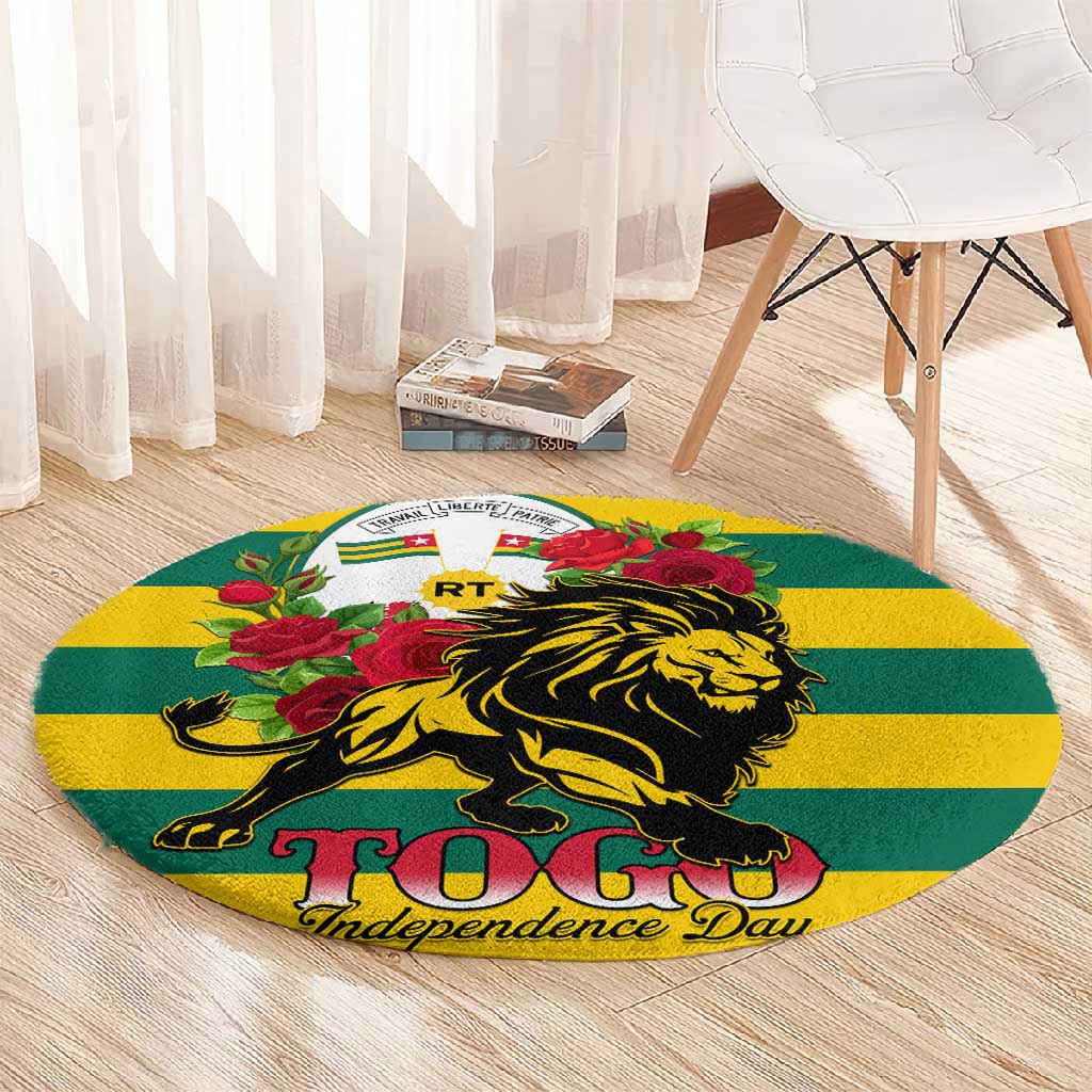 Togo Independence Day Round Carpet Lion With Rosa Flag Style LT01