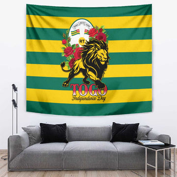 Togo Independence Day Tapestry Lion With Rosa Flag Style LT01