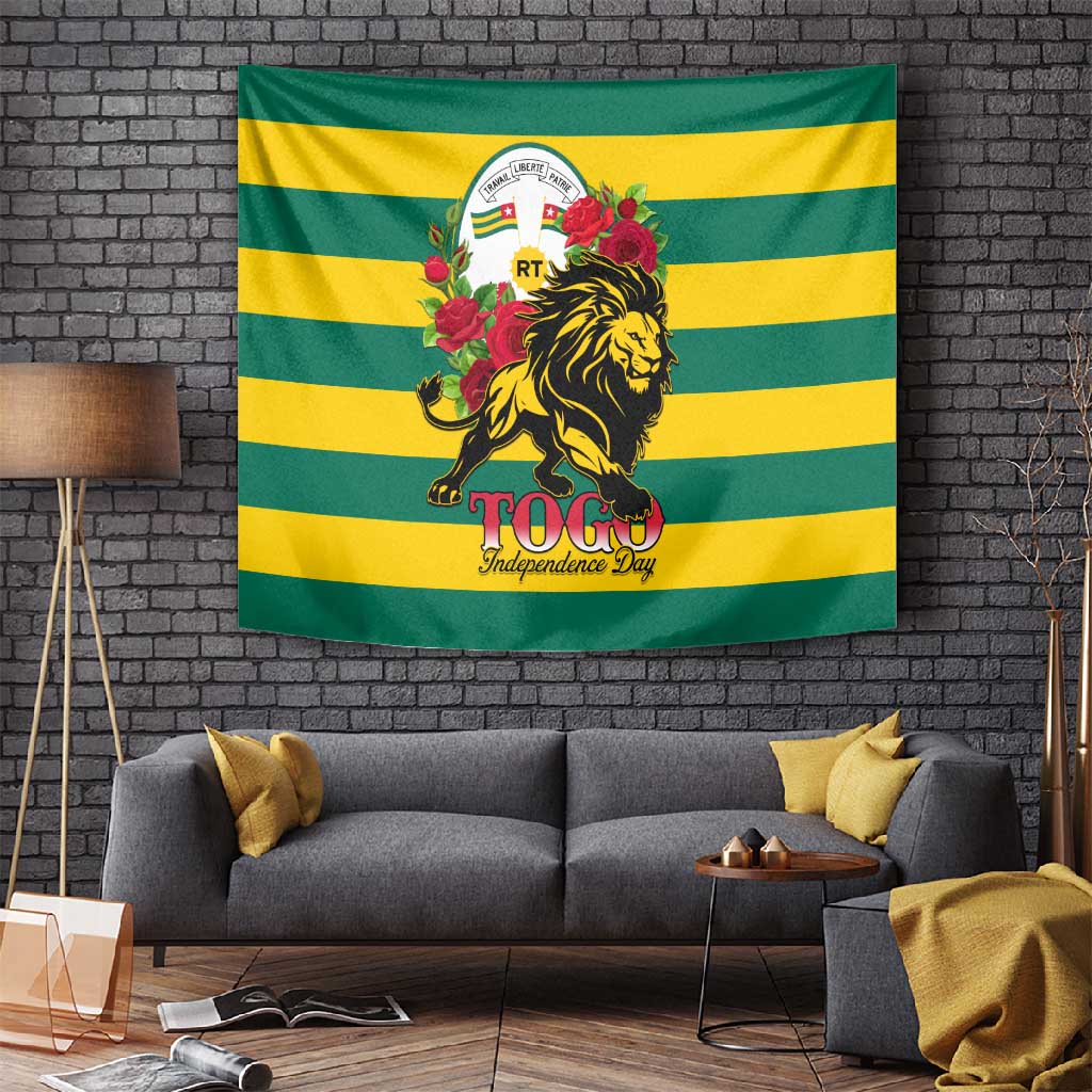 Togo Independence Day Tapestry Lion With Rosa Flag Style LT01