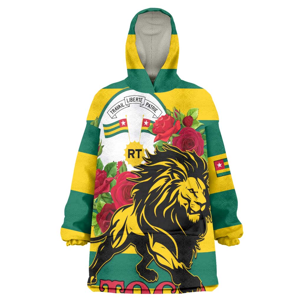 Togo Independence Day Wearable Blanket Hoodie Lion With Rosa Flag Style LT01