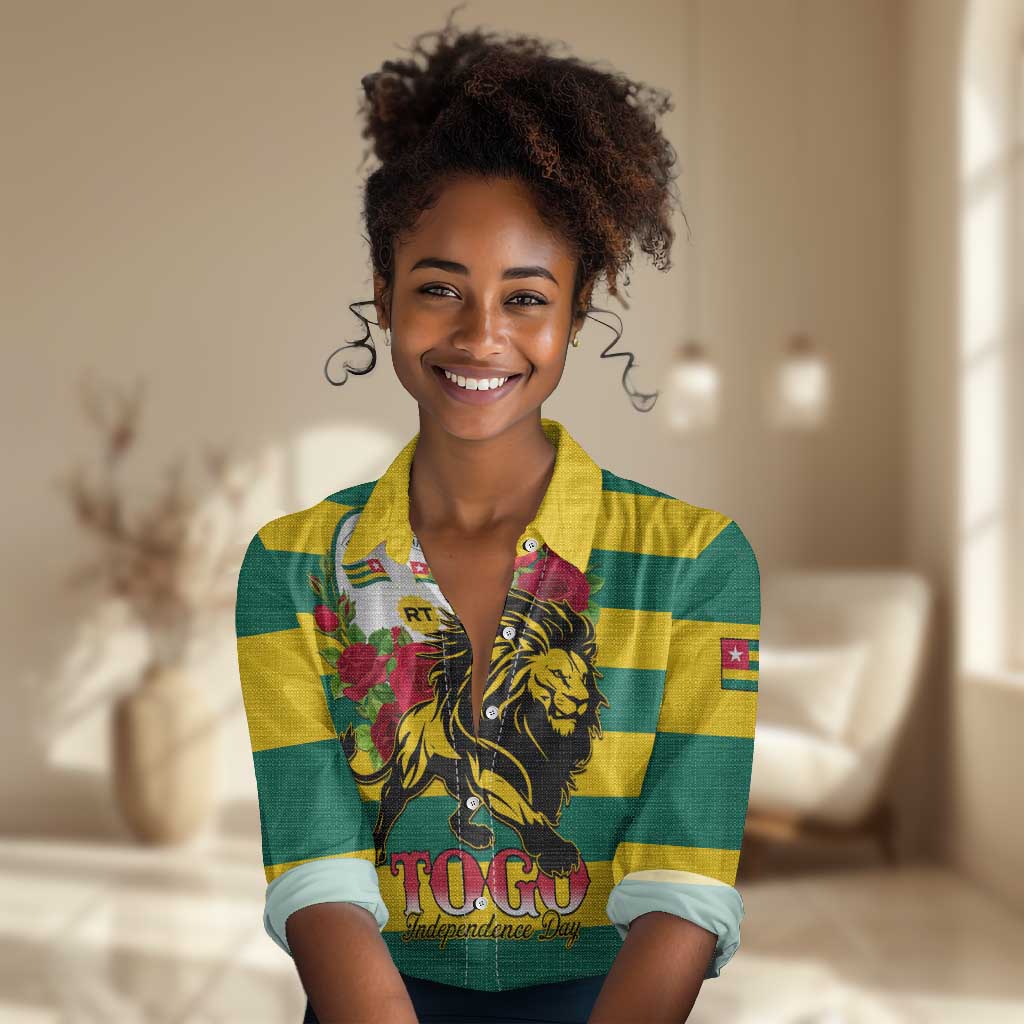 Togo Independence Day Women Casual Shirt Lion With Rosa Flag Style LT01