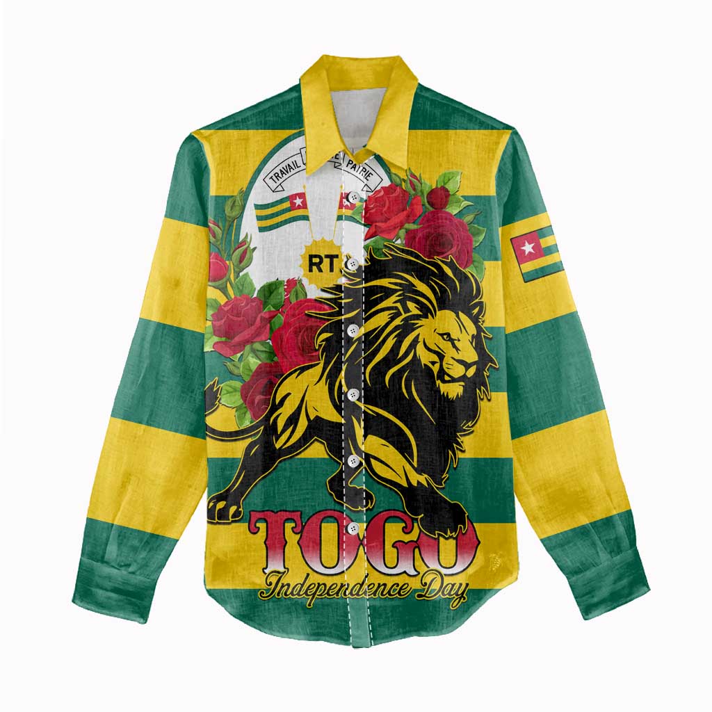 Togo Independence Day Women Casual Shirt Lion With Rosa Flag Style LT01
