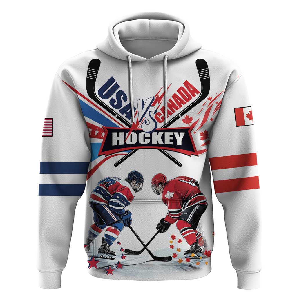 Custom USA vs Canada Ice Hockey Face Off Hoodie Stars Maple Leaf LT01