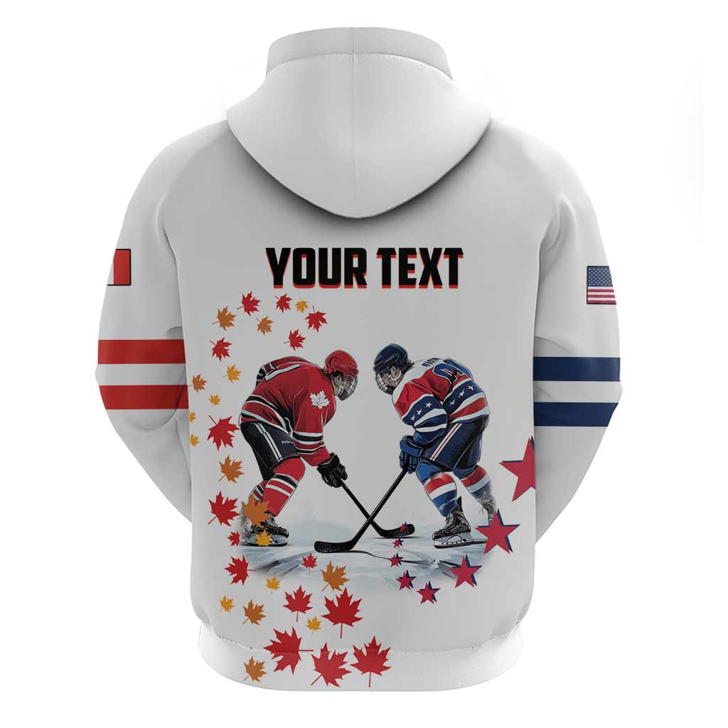 Custom USA vs Canada Ice Hockey Face Off Hoodie Stars Maple Leaf LT01