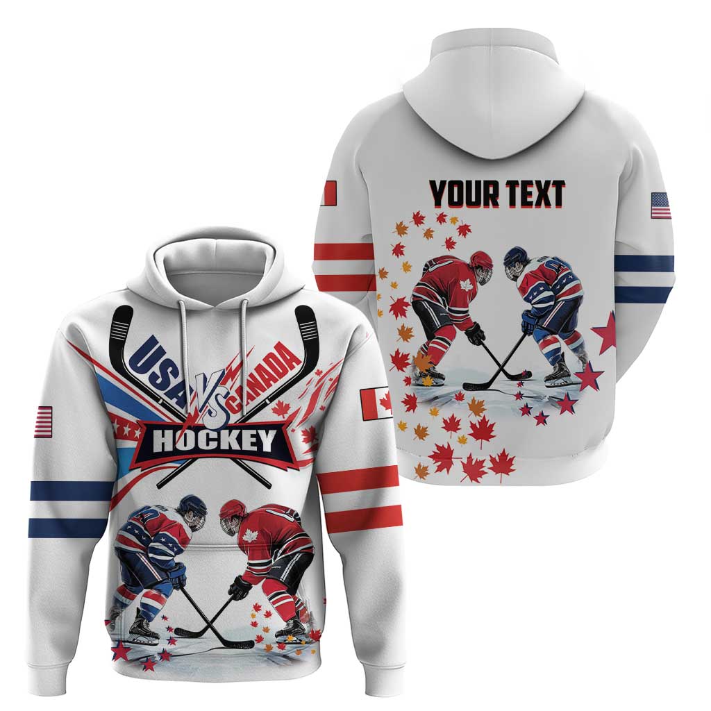 Custom USA vs Canada Ice Hockey Face Off Hoodie Stars Maple Leaf LT01