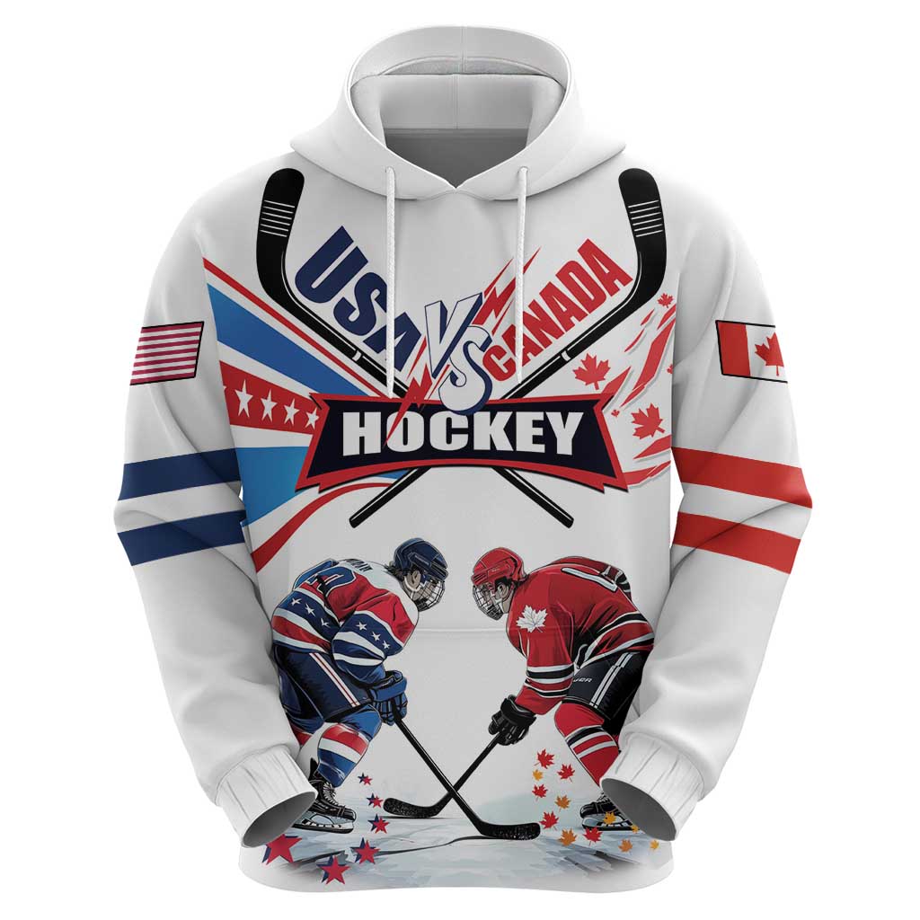 Custom USA vs Canada Ice Hockey Face Off Hoodie Stars Maple Leaf LT01