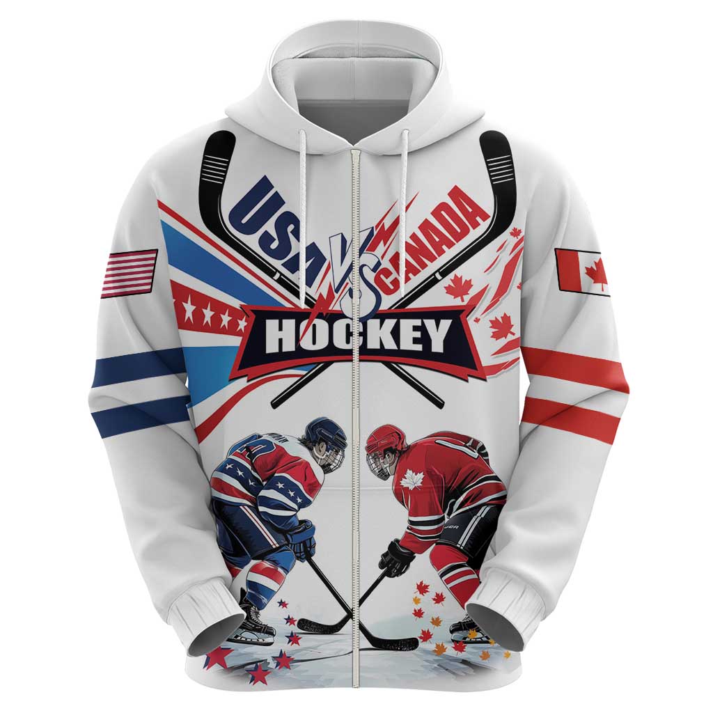 Custom USA vs Canada Ice Hockey Face Off Hoodie Stars Maple Leaf LT01