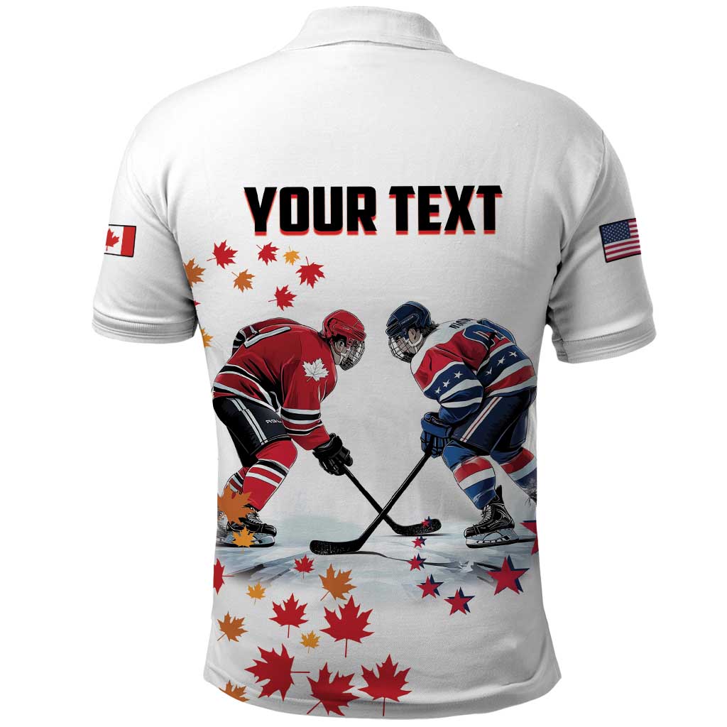 Custom USA vs Canada Ice Hockey Face Off Polo Shirt Stars Maple Leaf LT01