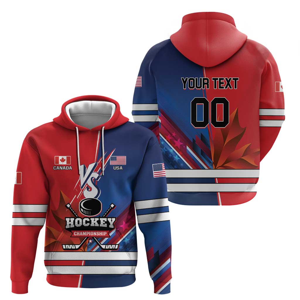 Custom USA vs Canada Ice Hockey Face Off Hoodie Hockey Championship LT01