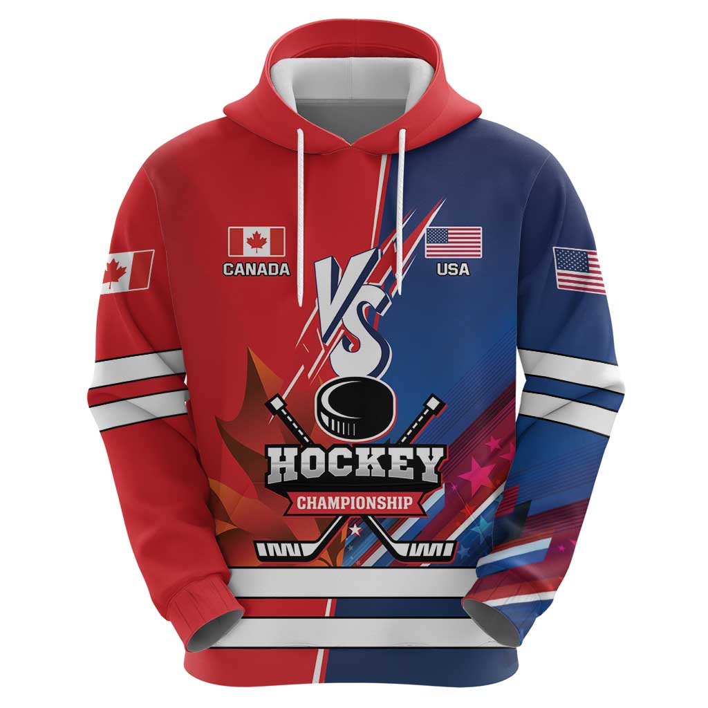 Custom USA vs Canada Ice Hockey Face Off Hoodie Hockey Championship LT01