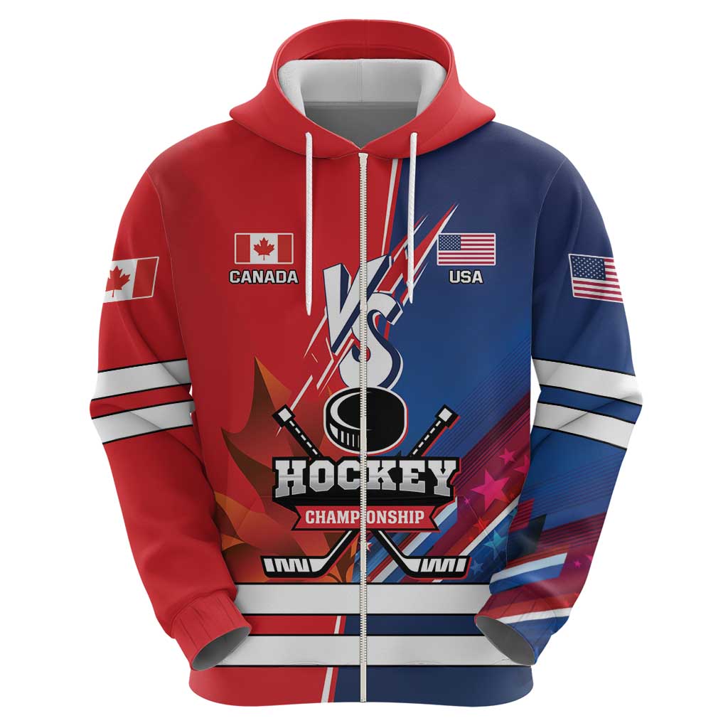 Custom USA vs Canada Ice Hockey Face Off Hoodie Hockey Championship LT01