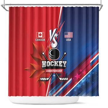 USA vs Canada Ice Hockey Face Off Shower Curtain Hockey Championship LT01