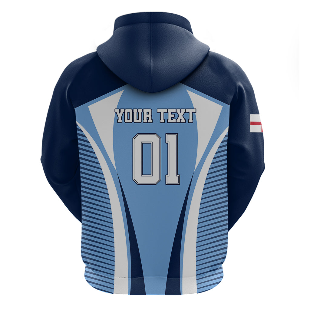 Personalised England Football Hoodie Lionesses Blue Sporty Style LT01