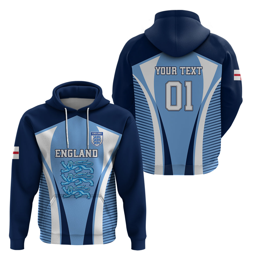 Personalised England Football Hoodie Lionesses Blue Sporty Style LT01