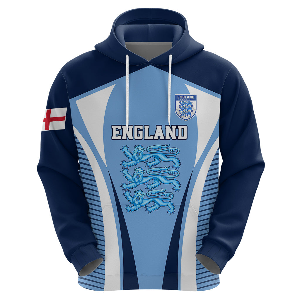 Personalised England Football Hoodie Lionesses Blue Sporty Style LT01