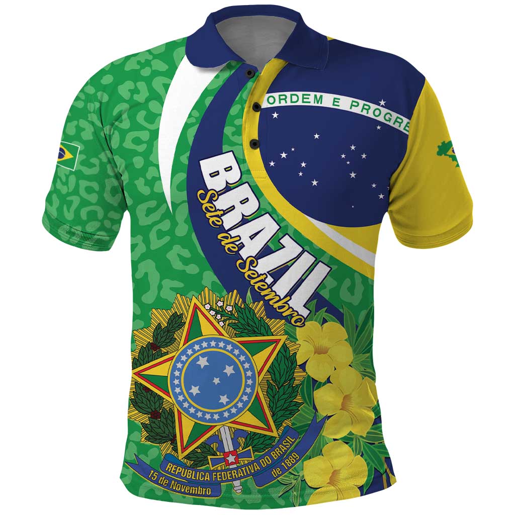 Brazil Sete de Setembro Polo Shirt Flor De Ip Amarel Leopard Pattern LT01