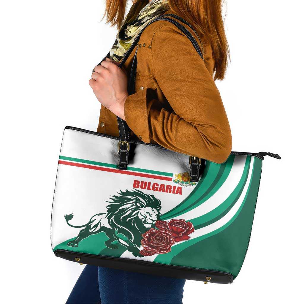 Bulgaria Leather Tote Bag Coat of Arms Lion with Roses LT01