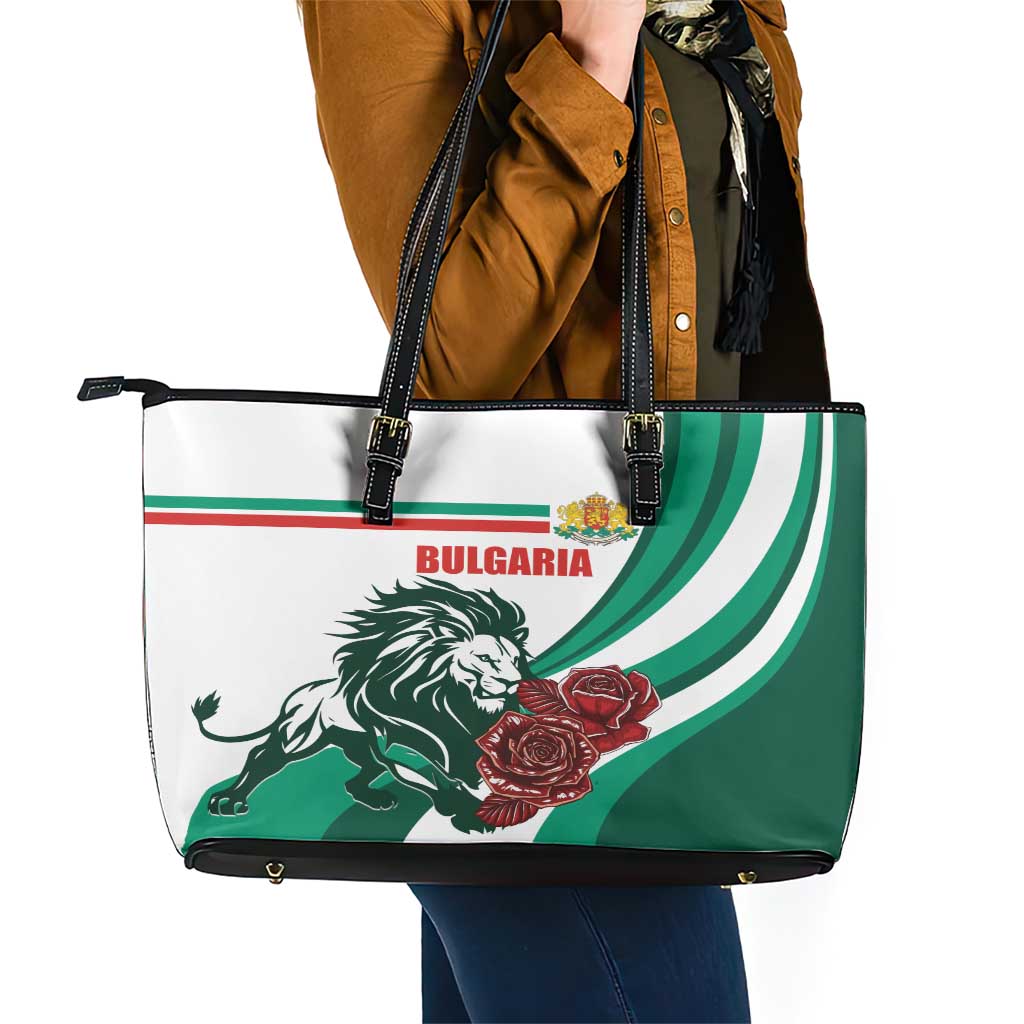 Bulgaria Leather Tote Bag Coat of Arms Lion with Roses LT01