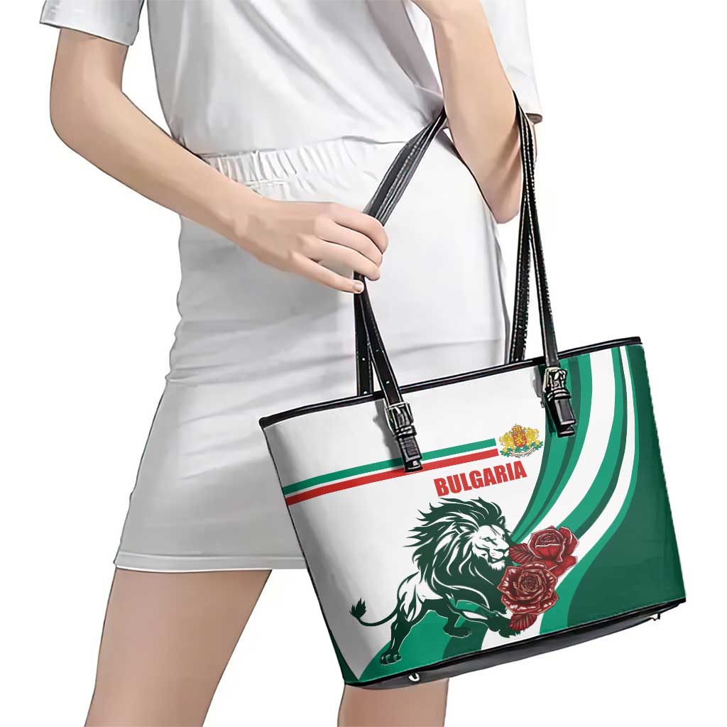 Bulgaria Leather Tote Bag Coat of Arms Lion with Roses LT01