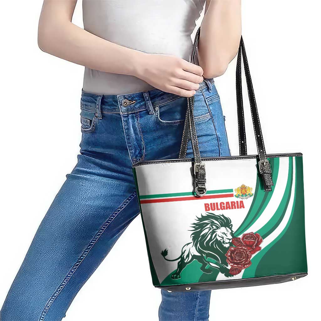 Bulgaria Leather Tote Bag Coat of Arms Lion with Roses LT01
