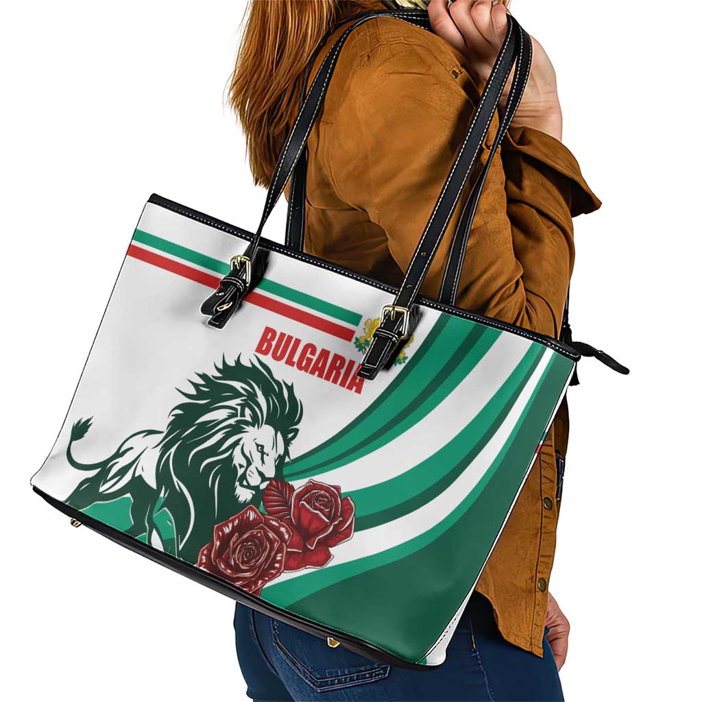 Bulgaria Leather Tote Bag Coat of Arms Lion with Roses LT01