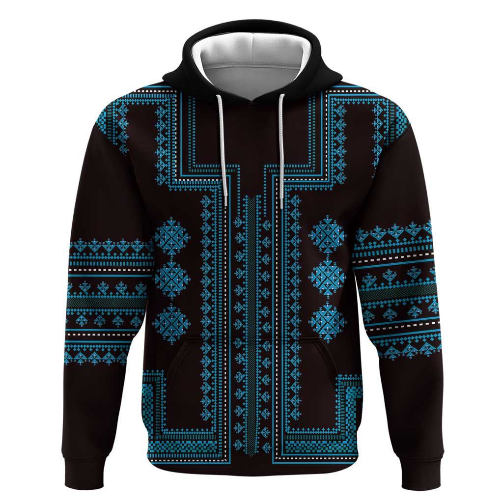 Bulgaria Traditional Pattern Blue Hoodie Balkan Culture LT01