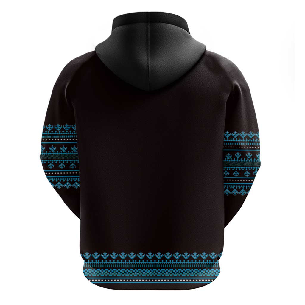 Bulgaria Traditional Pattern Blue Hoodie Balkan Culture LT01