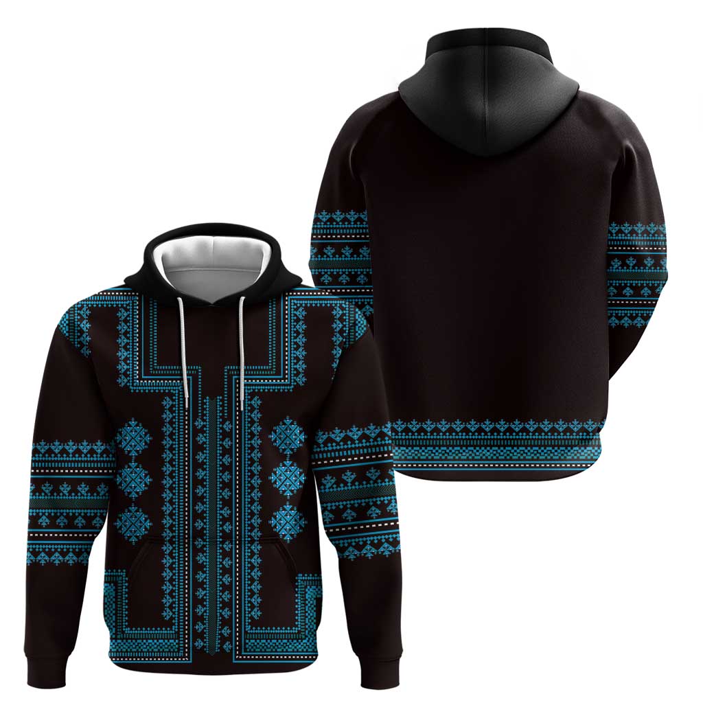 Bulgaria Traditional Pattern Blue Hoodie Balkan Culture LT01