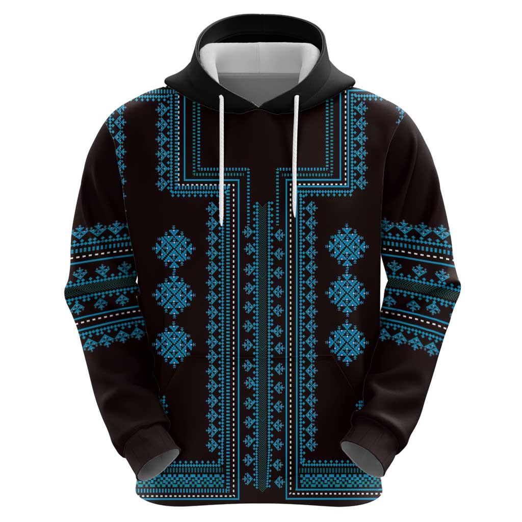 Bulgaria Traditional Pattern Blue Hoodie Balkan Culture LT01