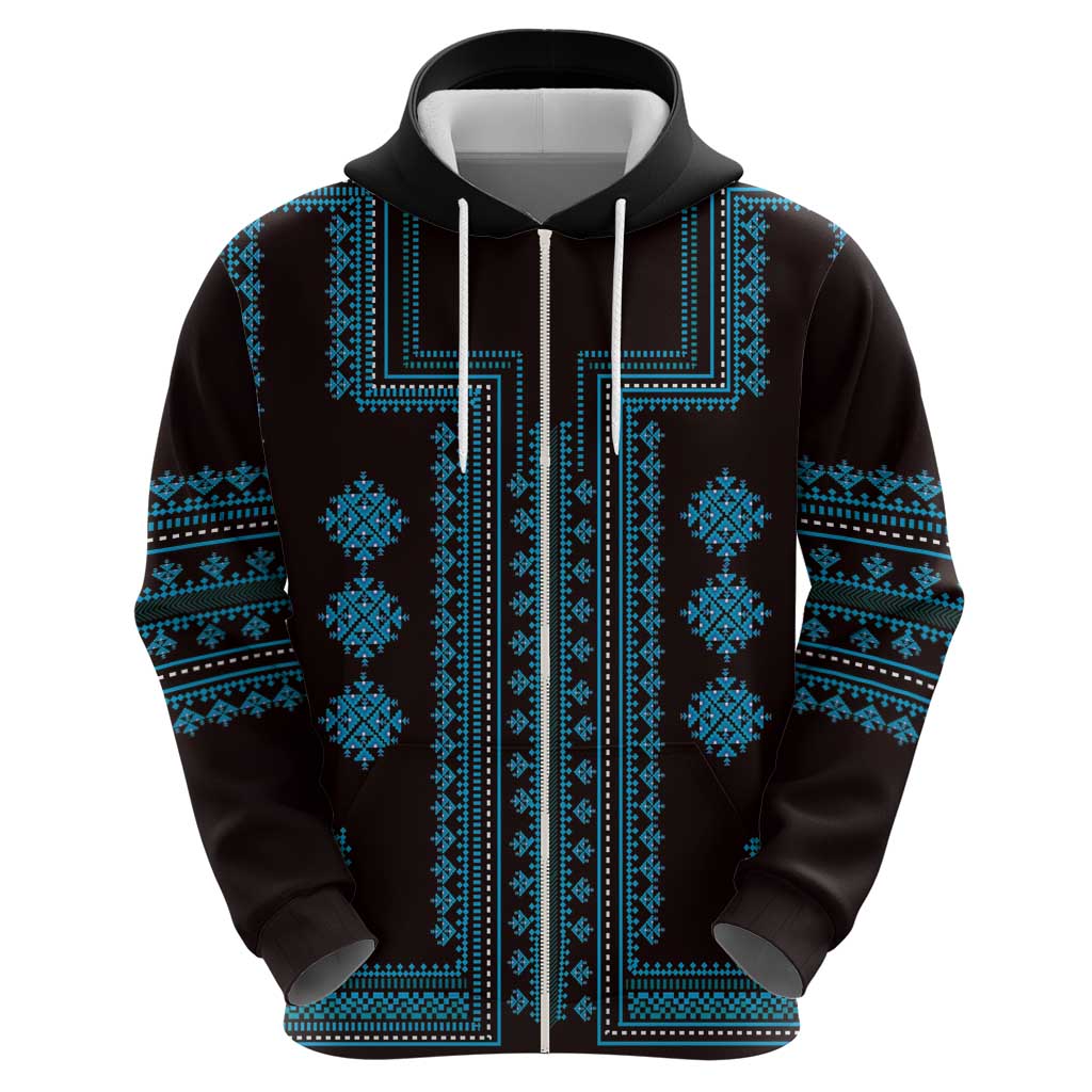 Bulgaria Traditional Pattern Blue Hoodie Balkan Culture LT01