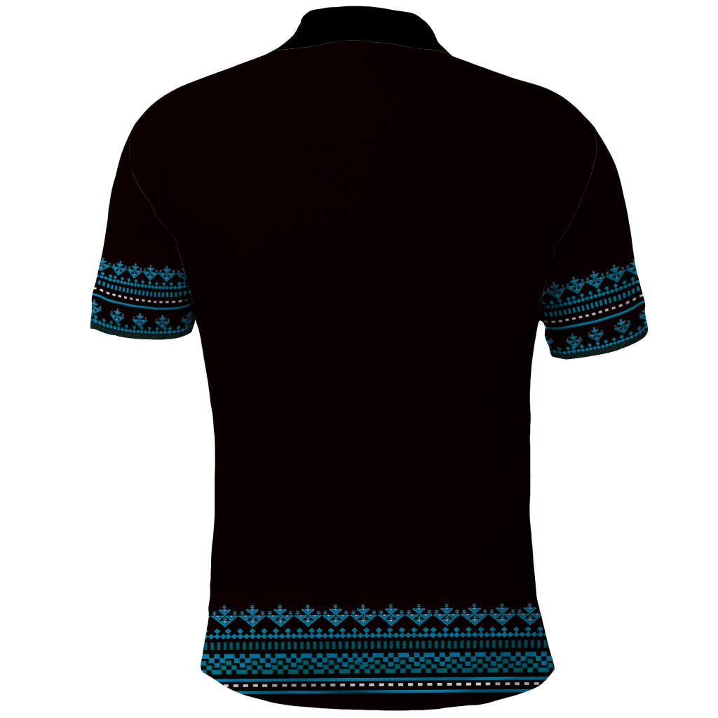Bulgaria Traditional Pattern Blue Polo Shirt Balkan Culture LT01