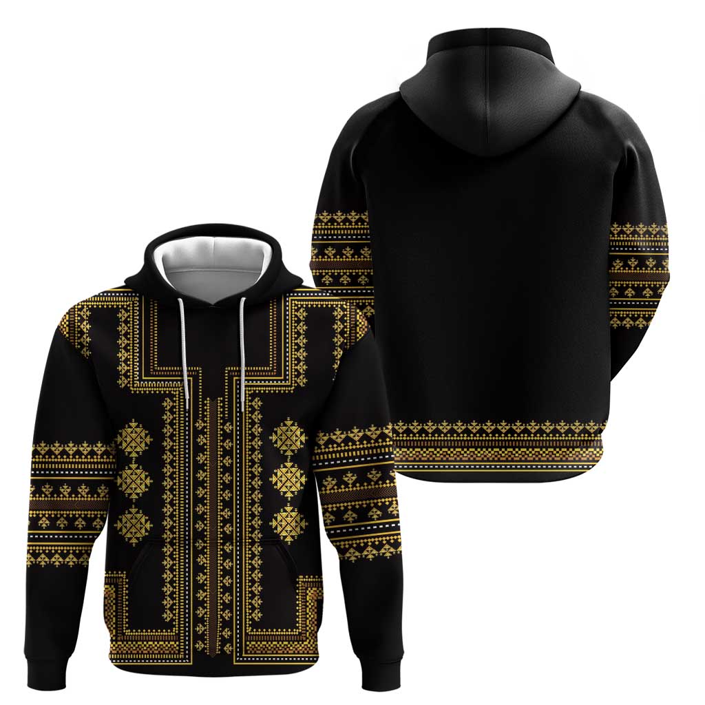 Bulgaria Traditional Pattern Gold Hoodie Balkan Culture LT01