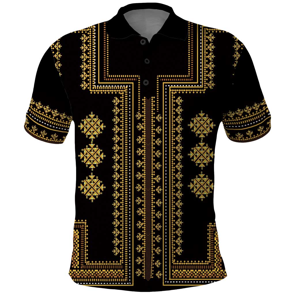 Bulgaria Traditional Pattern Gold Polo Shirt Balkan Culture LT01