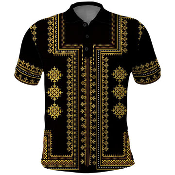 Bulgaria Traditional Pattern Gold Polo Shirt Balkan Culture LT01