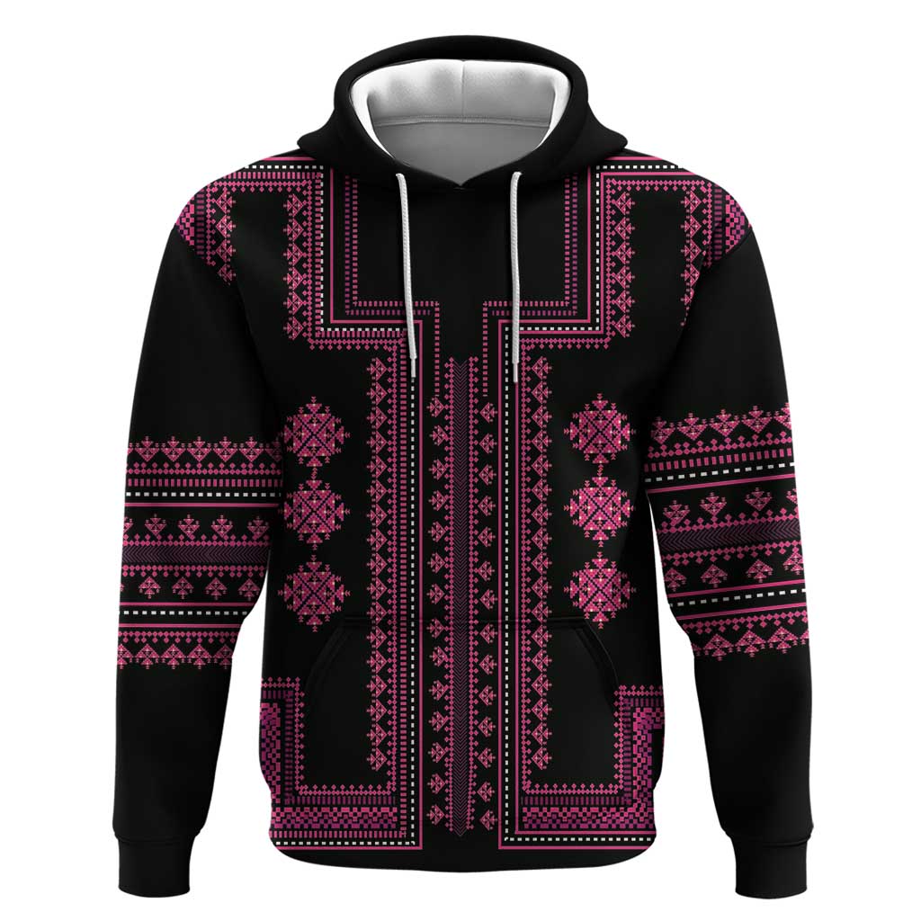 Bulgaria Traditional Pattern Pink Hoodie Balkan Culture LT01