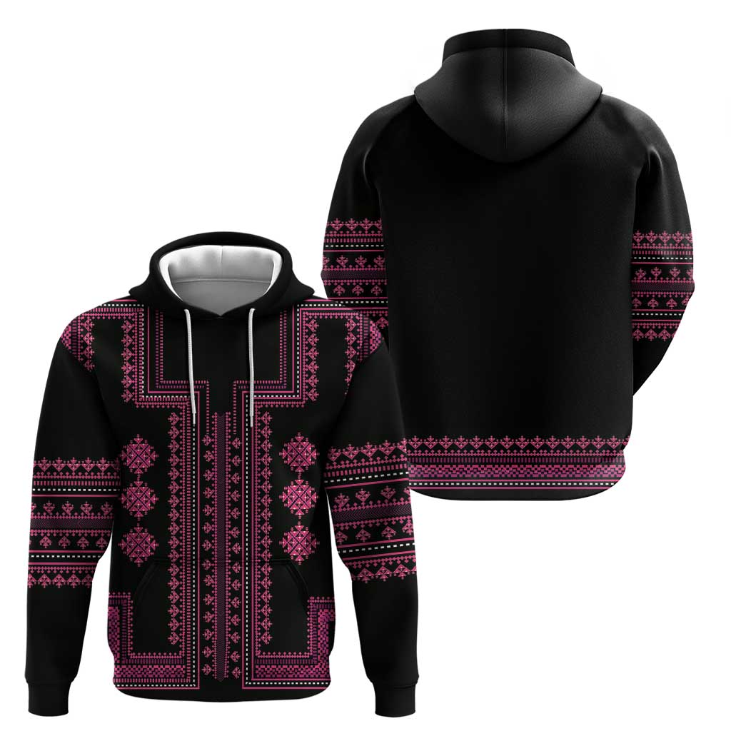 Bulgaria Traditional Pattern Pink Hoodie Balkan Culture LT01