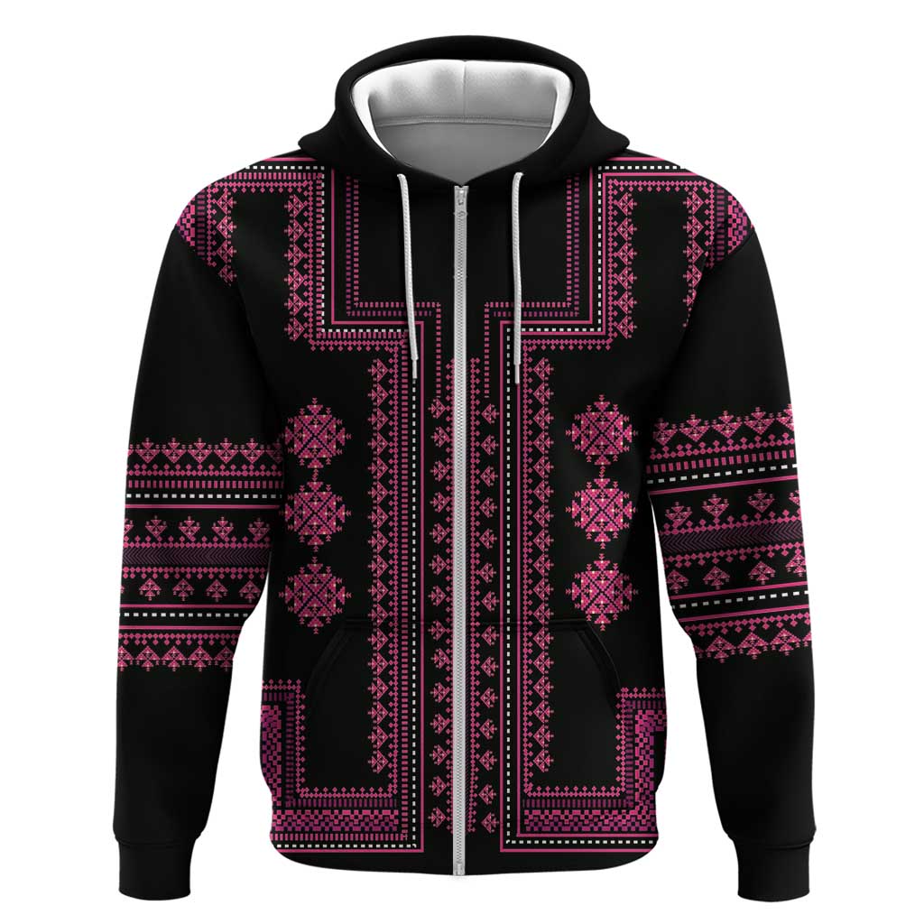 Bulgaria Traditional Pattern Pink Hoodie Balkan Culture LT01
