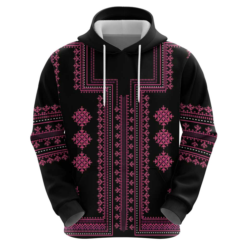 Bulgaria Traditional Pattern Pink Hoodie Balkan Culture LT01