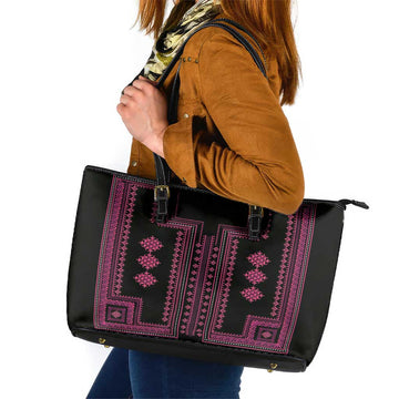 Bulgaria Traditional Pattern Pink Leather Tote Bag Balkan Culture LT01
