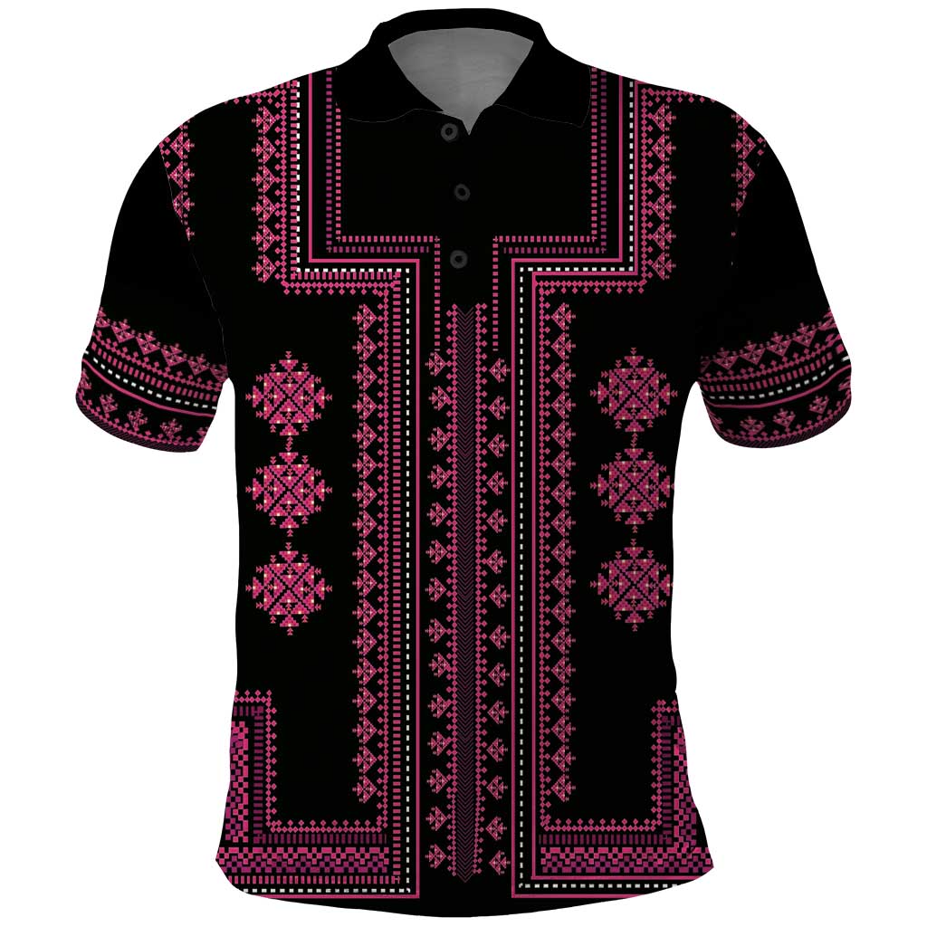 Bulgaria Traditional Pattern Pink Polo Shirt Balkan Culture LT01